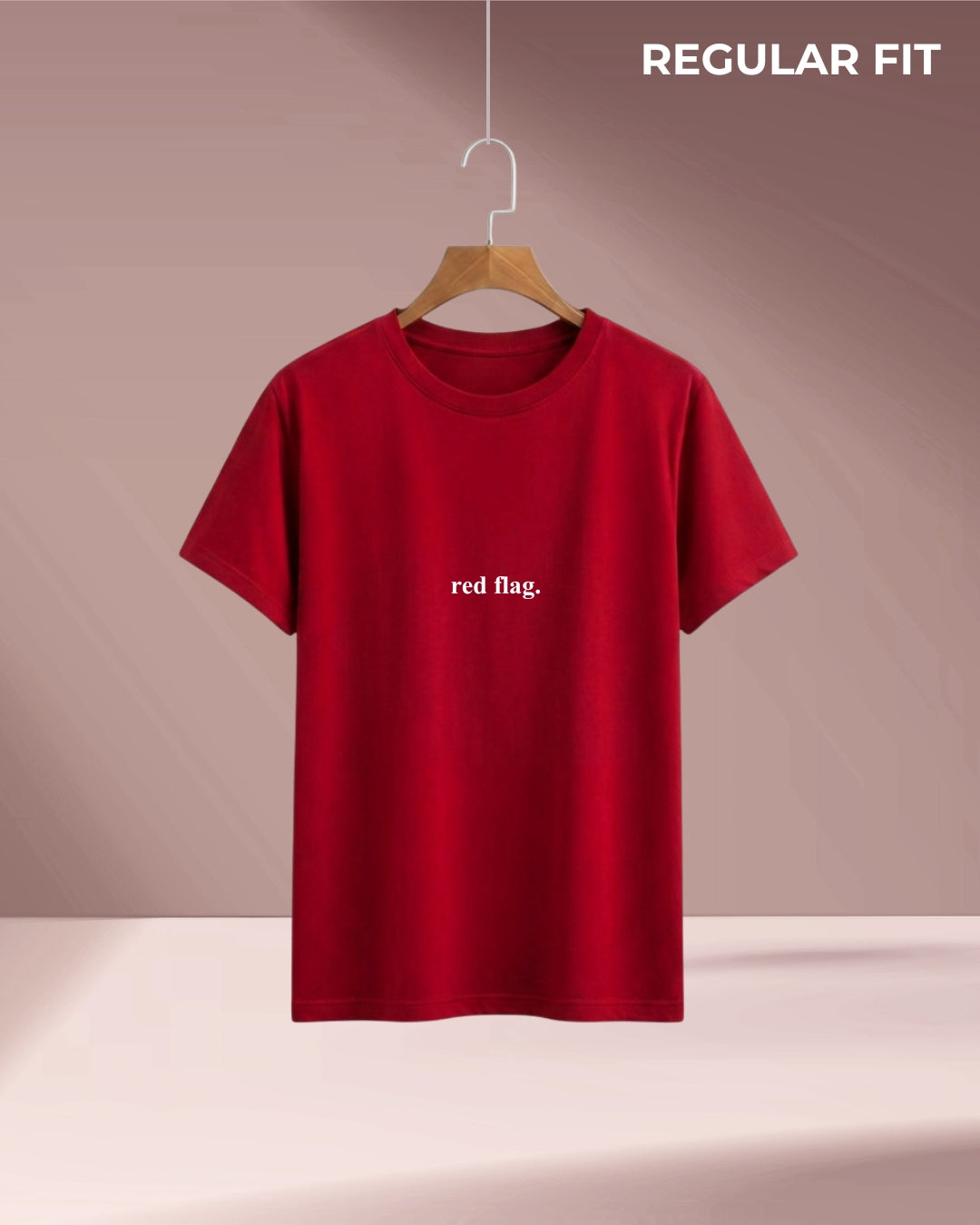 Red flag | Regular Fit T-Shirt (Maroon & White)